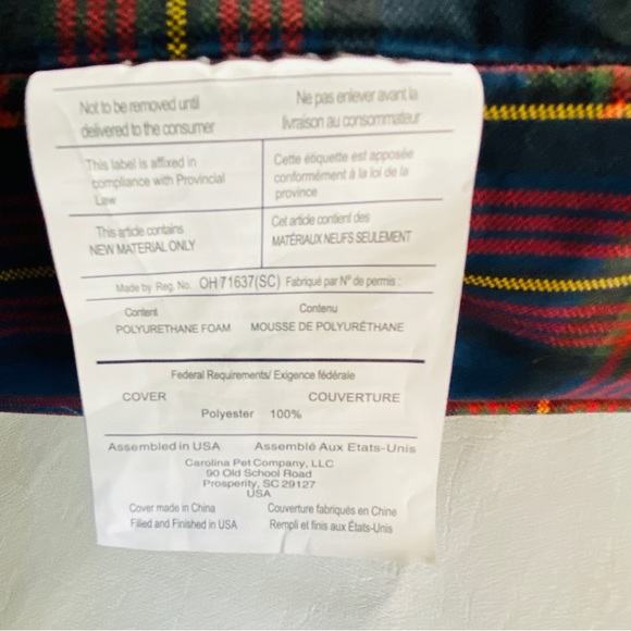 Pendleton Navy Blue and Red Plaid Small Dog Bed 28 X 20 X 4 in NEW NWT - Picture 9 of 11